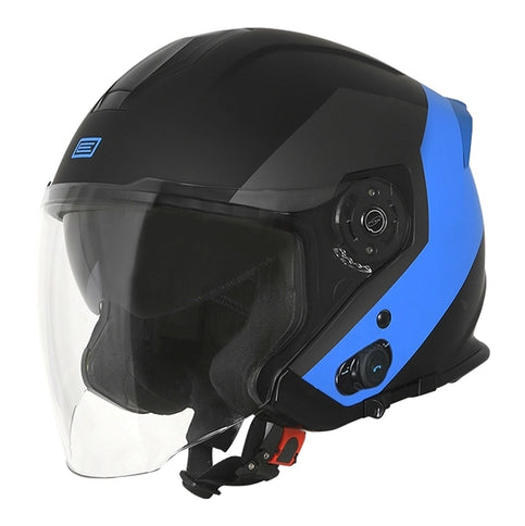 Origine PALIO 2.0 BT EKO black matte and blue road helmet, sleek design with aerodynamic vents and secure strap.