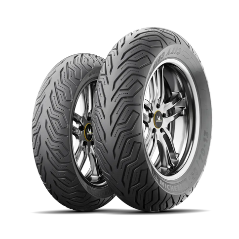 Michelin CITY GRIP 130/70-12 motorcycle tire with tread pattern, suitable for urban riding and enhanced grip.