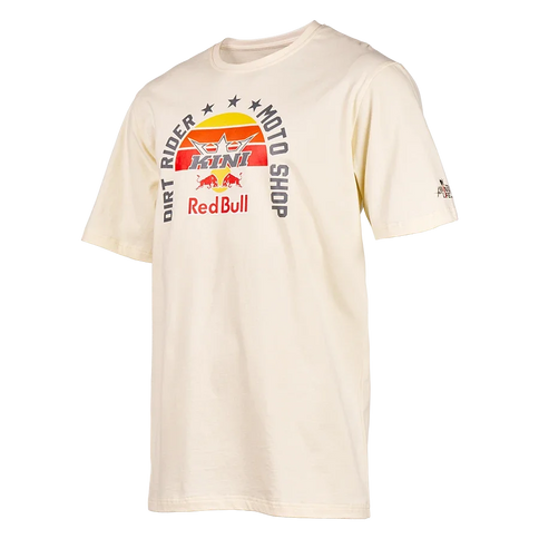 Oneal KINI Red Bull T-shirt in beige, casual short-sleeve tee with Red Bull logo, displayed on a plain background.