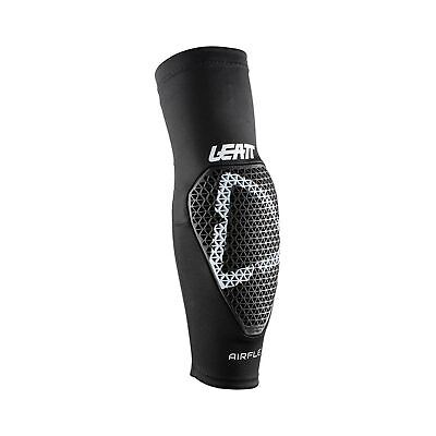 LEATT AIRFLEX elbow guard showing protective padding and adjustable straps for secure fit during riding or sports activities.