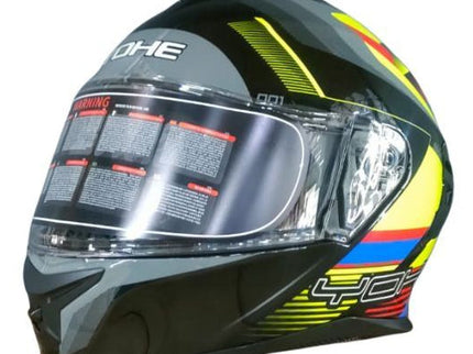 YOHE 986 shiny multi-colored road helmet with sleek design and ventilation for cycling safety and style.