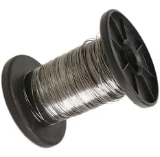Steel lock wire from EMGO, 10 meters long and 0.7mm thick, shown coiled and ready for securing applications.
