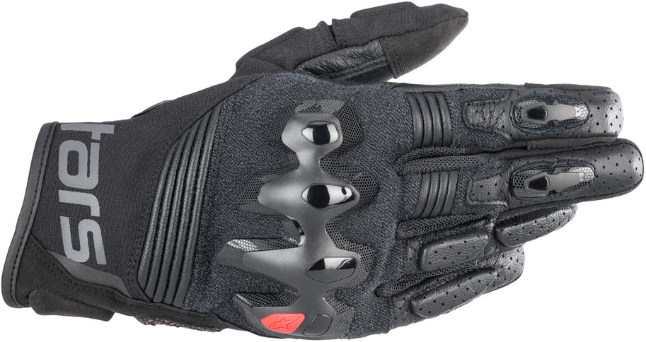 Black ALPINESTARS Halo road gloves with protective padding and breathable design, ideal for summer motorcycle riding.
