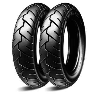 Michelin S1 motorcycle tire in 3.50-10 size, shown in a close-up image highlighting tread pattern and sidewall details.