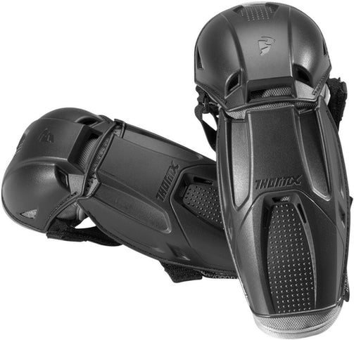 Youth THOR QUAD CE Elbow Guard showing black padded protective elbow guard with adjustable straps for youth sports.