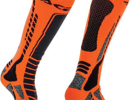 ACERBIS MX PRO Socks in orange and black, designed for motocross riders, with breathable fabric and comfortable fit.