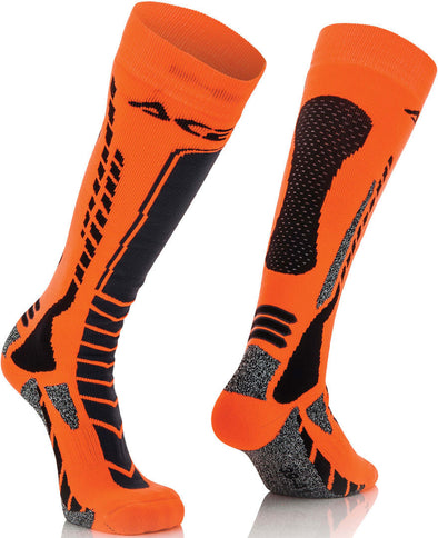 ACERBIS MX PRO Socks in orange and black, designed for motocross riders, with breathable fabric and comfortable fit.