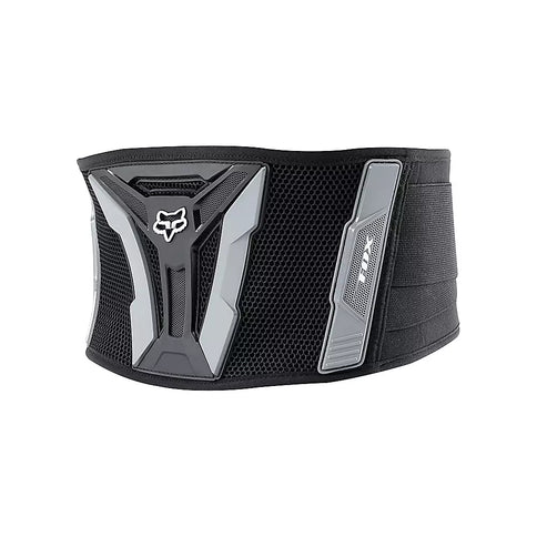 Fox Turbo Belt Youth in black with orange accents, designed for motocross and dirt bike riding, featuring durable construction.