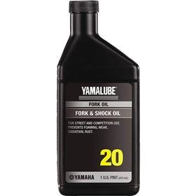 Yamalube 20W fork oil 473ml bottle, suitable for motorcycle suspension forks, with label and cap visible in the image.