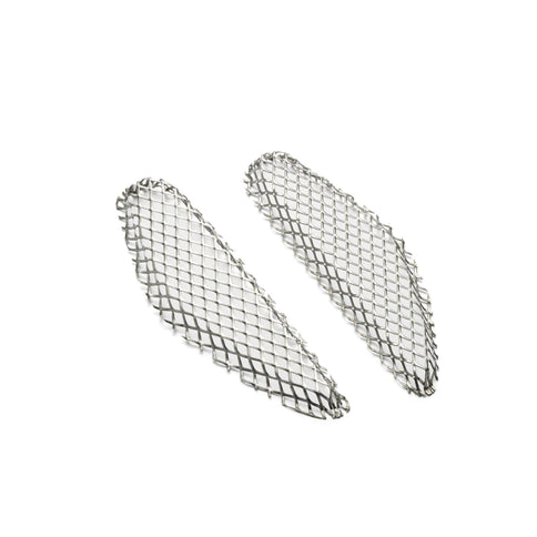 Silver mesh air intake covers for Yamaha MT-09 motorcycle, RBS-Yamaha brand, showing close-up of the textured mesh and mounting area.