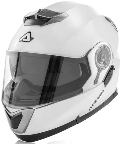 ACERBIS SEREL Flip Helmet in white, road helmet with sleek design and adjustable chin strap, suitable for cycling safety.
