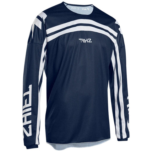 SHIFT WHIT3 LABEL Navy MX Jersey featuring a sleek navy design with breathable fabric and athletic fit for motocross riding.