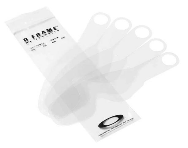 OAKLEY XS O-Frame Tear-Offs for goggles, stacked in packaging, designed to protect lenses during outdoor sports.
