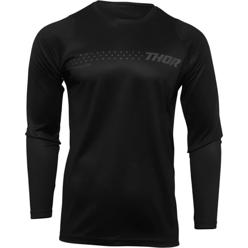 Black MX jersey from THOR's SECTOR Minimal collection featuring sleek, minimalist design and lightweight fabric.