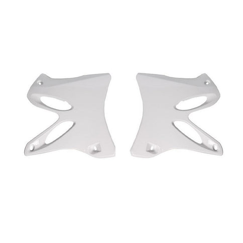 White Polisport Shrouds for Yamaha YZ125 and YZ250 dirt bikes, motorcycle protection part with durable plastic design.