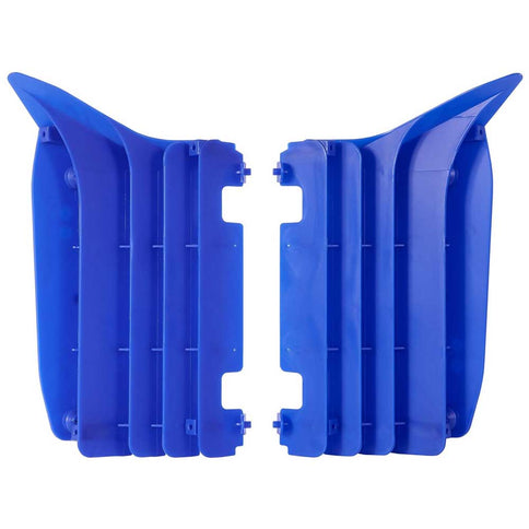 Blue Polisport radiator louvers for Yamaha YZ250F bike protection, designed to shield radiators and enhance bike durability.