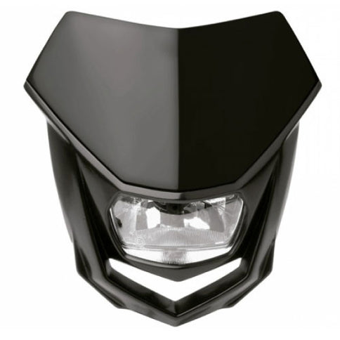 Polisport HALO Headlight in black for bike protection, mounted on a bicycle frame for visibility and safety.