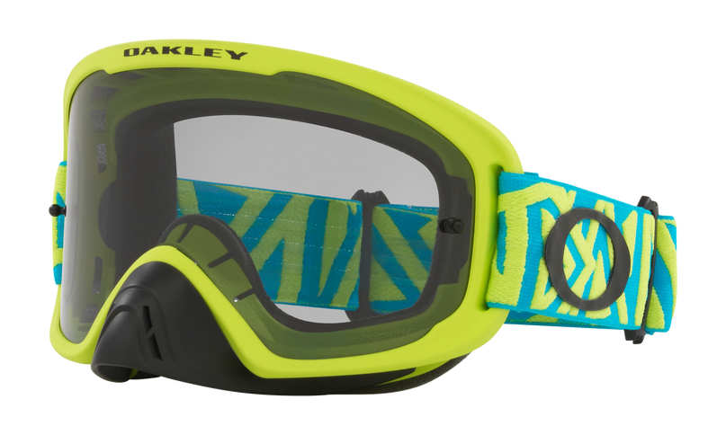 OAKLEY O-Frame 2.0 Pro MX goggles with angle retina lenses, burn light grey frame and clear visibility for motocross riding.