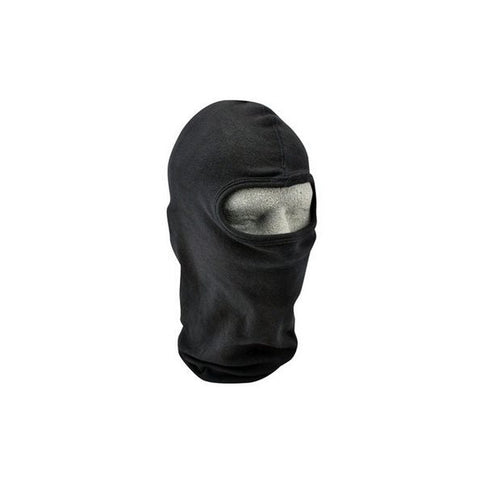 Black cotton balaclava mask by BIKEWISE, designed for warmth and full face coverage for outdoor activities.
