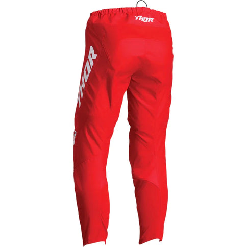 THOR SECTOR Minimal Red MX Youth Pants with sleek design and adjustable waist for motocross riding.