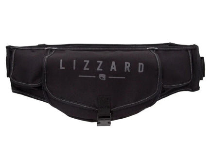 LIZZARD Garage Bumbag front view showing durable black material with multiple storage compartments and adjustable strap