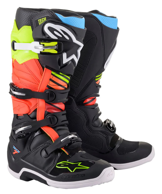 Tech 7 Boots - Black/Yellow Fluo/Red Fluo/Light Blue