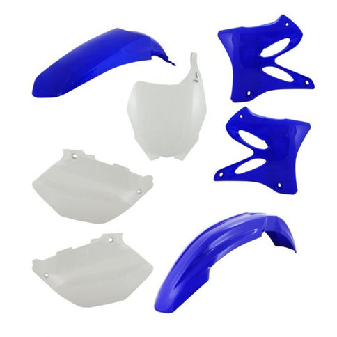 POLISPORT blue and white motorcycle protection for YZ250F/450F bikes, durable plastic guard for off-road riding.