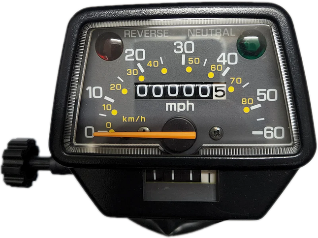 RBS-Yamaha Kodiak 400 97' speedometer gauge showing speed dial and mounting features for Yamaha ATV