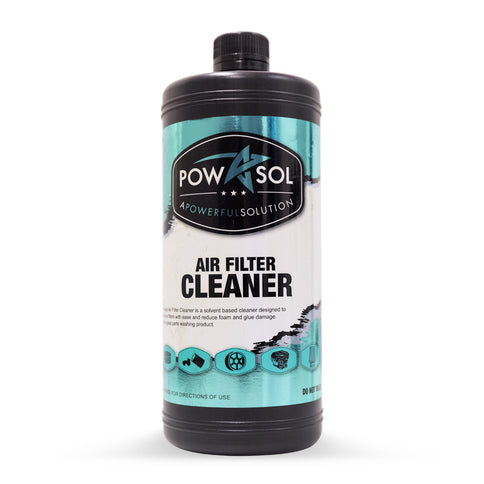 Powasol 1L air filter cleaner bottle, care product for cleaning and maintaining air filters in various appliances.