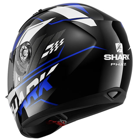 SHARK RIDILL Phaz KBW road helmet with aerodynamic design, sleek black finish, and adjustable straps for cycling safety and comfort.