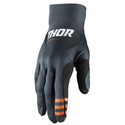 Navy THOR Agile Plus MX gloves with padded palms and adjustable wrist straps, designed for motocross riding.
