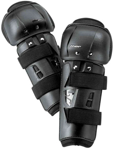 Black THOR Sector Youth Knee Guard with padded knee protection and adjustable straps for young athletes.