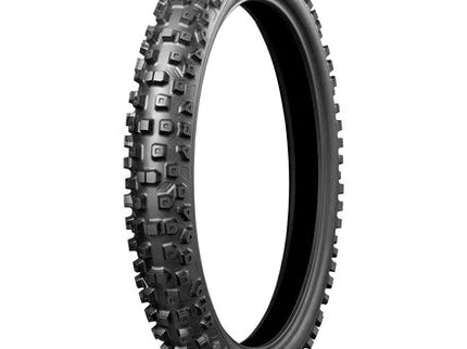 Bridgestone Battlecross X20 front motorcycle tire 80/100-21 with tread pattern suitable for off-road riding.