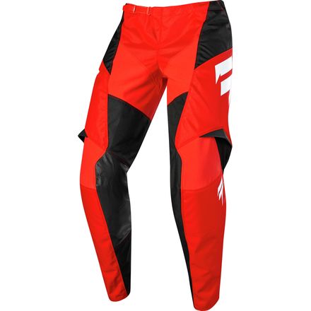 Red MX pants from SHIFT's WHIT3 LABEL YORK collection, featuring a sleek design and durable fabric for motocross riding.