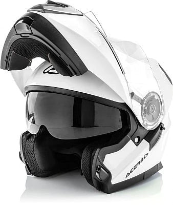 Acerbis Serel Flip Helmet in white, a modular road helmet with a sleek design and open face, perfect for motorcyclists.