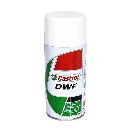 Castrol DWF care product bottle, 350ml container for automotive maintenance and protection.