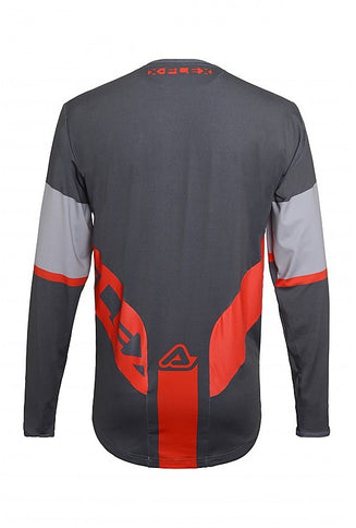 ACERBIS BLACKFIRE MX jersey in black, red, and grey with a cross-enduro design, featuring breathable fabric and sporty fit.