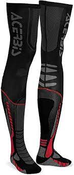 Red and black ACERBIS X-LEG PRO MX socks with reinforced heel and toe for motocross riding comfort and durability.