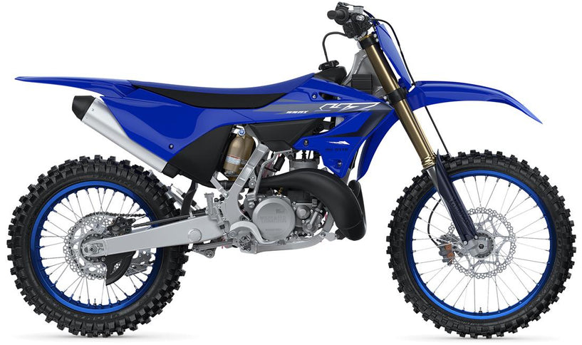 YAMAHA YZ250X off-road dirt bike with blue and white body, knobby tires, and racing decals for motocross riding.