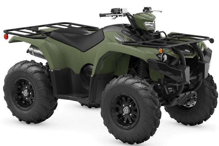 Yamaha Kodiak 450 EPS ATV with rugged tires, front headlights, and sturdy suspension for off-road adventures.