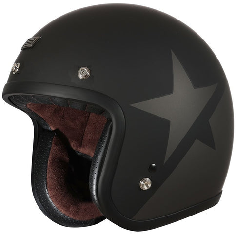 ORIGINE PRIMO STAR titanium and black road motorcycle helmet with sleek jet design and matte finish.