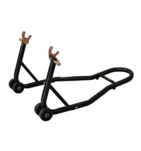 Steel motorcycle rear stand with V-shape adaptor by FLY, designed for stable bike maintenance and repair.