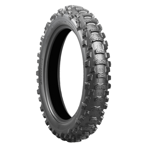 BRIDGESTONE BATTLECROSS E50 EXTREME motorcycle tire, 140/80-18 size, with rugged tread pattern for off-road riding.