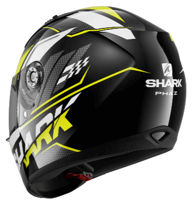 SHARK RIDILL Phaz KYW full-face road helmet with aerodynamic design and adjustable ventilation for motorcycle riding.
